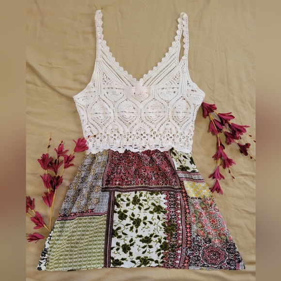 Lulumari White Crochet Patchwork Dress - Picture 5 of 6